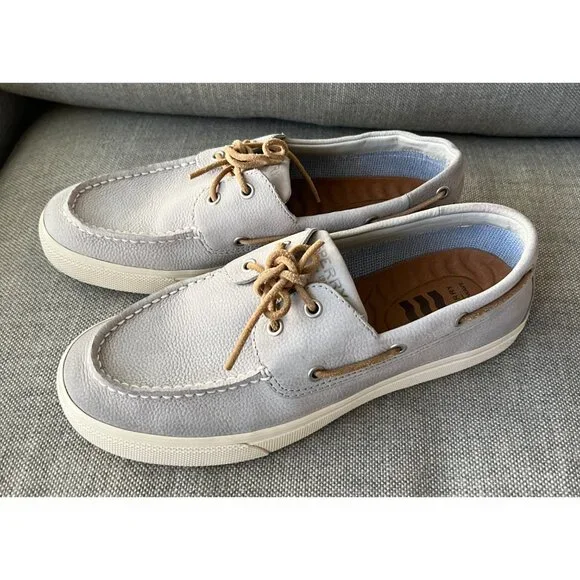 Sperry Bahama Plushwave Boat Shoes in Light Gray Leather, Men's 9.5 - Picture 4 of 8